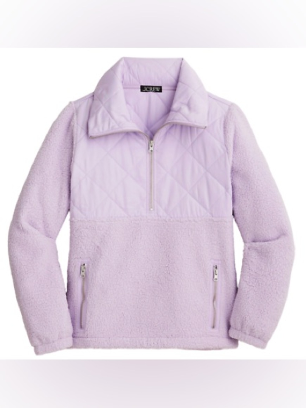 J. Crew Quilted Sherpa Fleece Half Zip Pullover